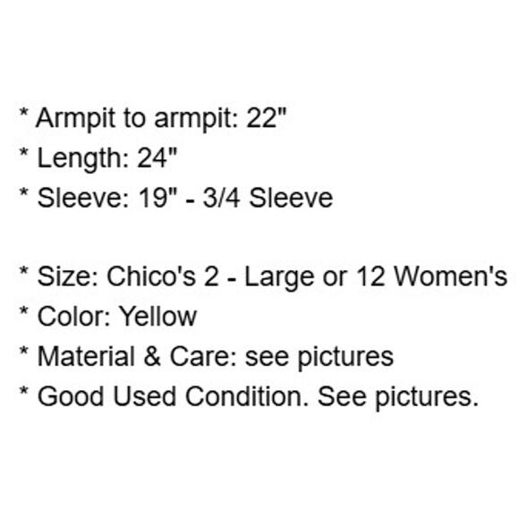 Chicos Jacket 2 Womens Large 12 Yellow Full Zip Ruched Sleeves Crinkle Fabric - Picture 5 of 16